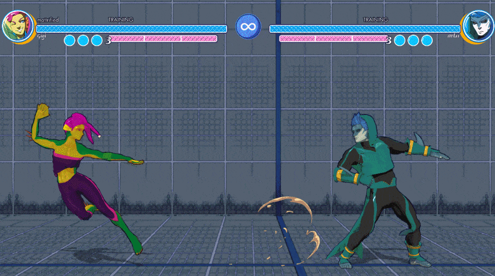 .gif of Gigi performing a combo where she uses a pop cancel to extend said combo.